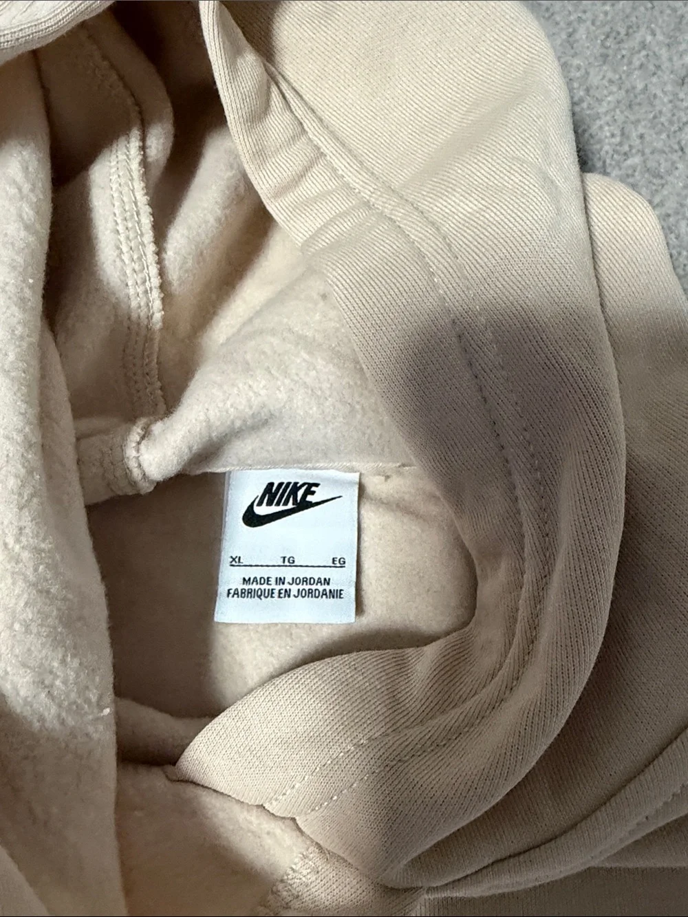 Nike Beige Hoodie with White Swoosh Logo Youth XL